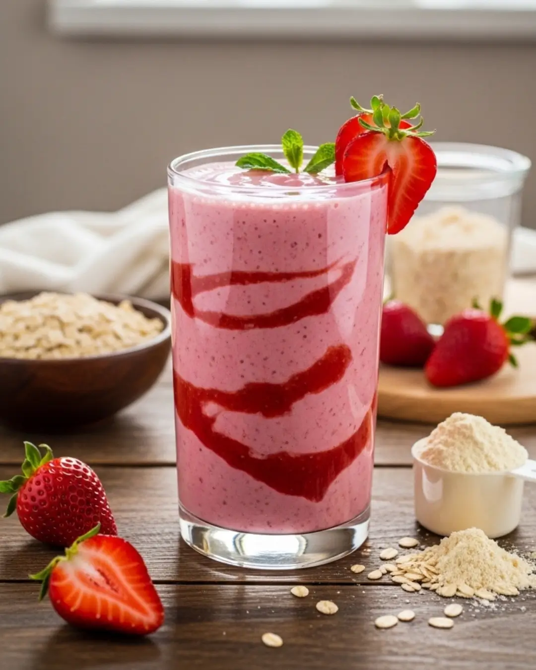 Strawberry Oat Protein Smoothie
