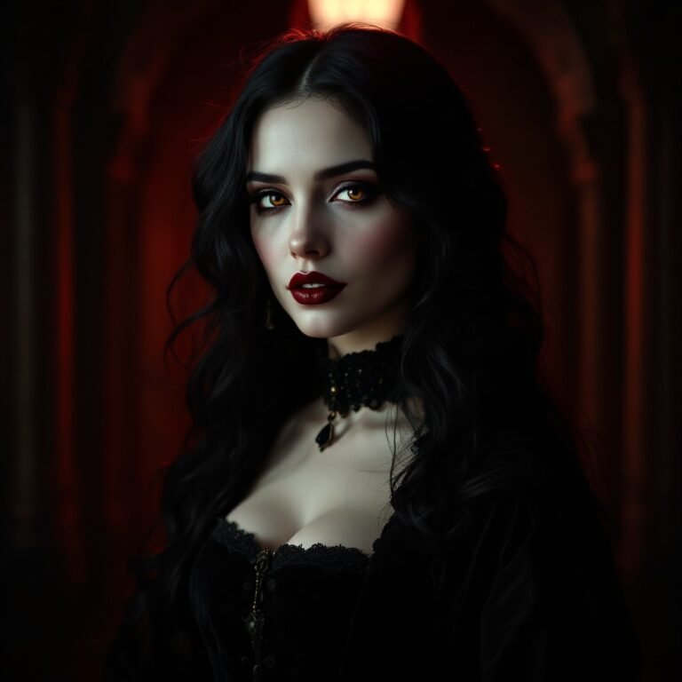 Gothic beauty awakens stockcake