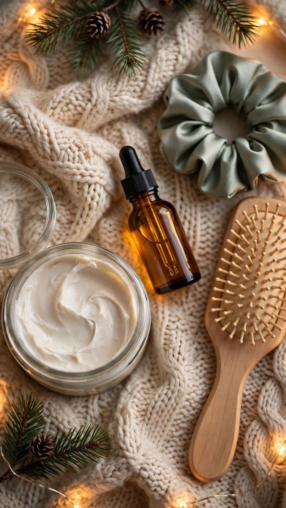 Winter hair care products - hair mask and hair oil for dry hair